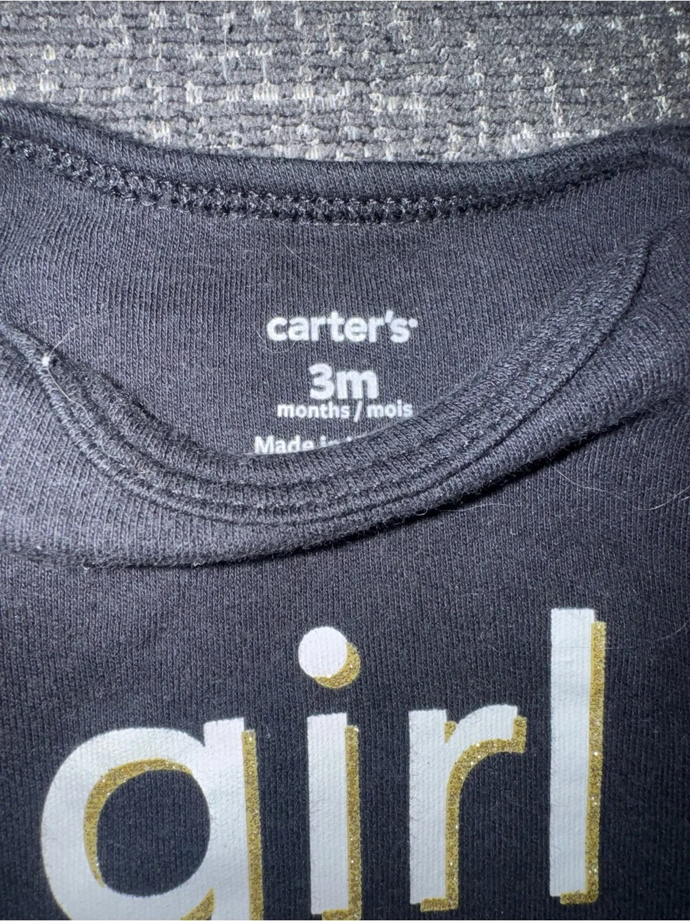Carter's Black Baby One-Piece with Gold 'Girl Boss' Graphic